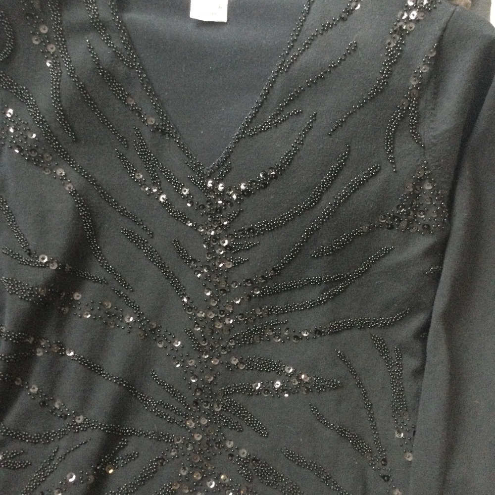 Ladies TALBOTS Black sweater 3/4 length sleeve, Size X, Embellishments